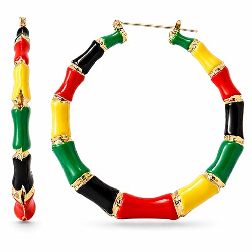 Juneteenth Earrings Outfit for Women African Bamboo Hoop Earrings for Women Juneteenth Shirts Accessories