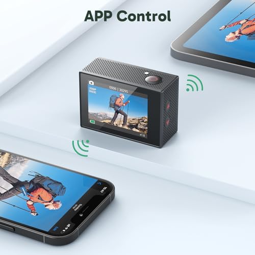 Image of AKASO EK7000 4K30FPS 20MP WiFi Action Camera with EIS Ultra HD 131FT Waterproof Underwater Camera Remote Control 4X Zoom Support External Microphone Black