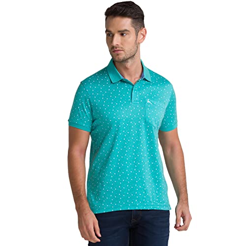 Image of Parx Men's Pure Cotton Print Pattern Regular Fit Polo Collar Polo Neck Half Sleeve Casual T-Shirt