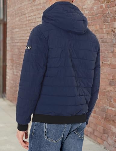 Image of DKNY Men's Quilted Performance Hooded Bomber Jacket