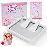 Rolled Ice Cream Maker with 10 Recipes, Stainless Steel Pan, 2 Spades, DIY Frozen Dessert Kit for Kids and Adults