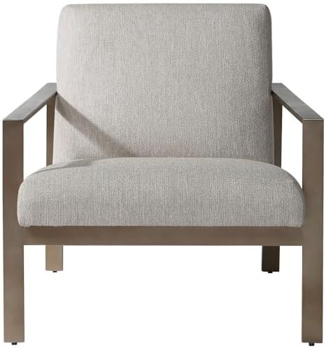 Uttermost Wills Wood Stainless Steel and Fabric Accent Chair in Antique Brass