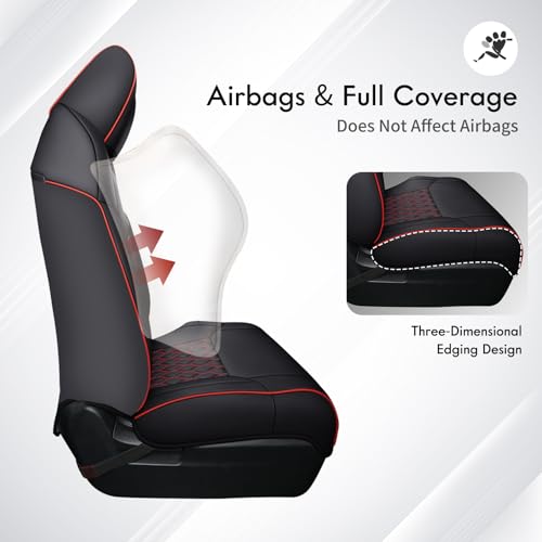 Image of Huidasource Tacoma Seat Covers Front&Rear, Full Coverage Waterproof Car Seat Cover Fit for 2005-2015 Double & Crew Cab 2nd Gen Toyota Tacoma Base Prerunner SR5 Limited TRD Sport(Full Set /Black&Red)