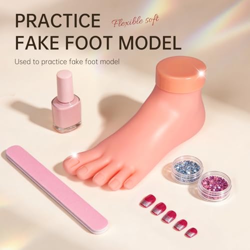 Image of AORAEM Practice Fake Foot Flexible Movable Soft Silicone Fake Foot Tool for Nail Art Training Display