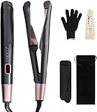 [page_title]-HaargläTter Und Lockenstab 2 In 1 Twistline Locken GläTteisen Keramik Tourmaline Welleneisen Hitzeschutz FüR Hair Straightener Automatischer Lockeneisen (Schwarz)