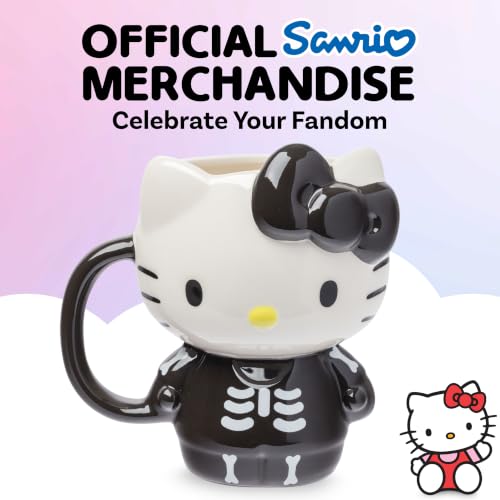 Image of Silver Buffalo Sanrio Hello Kitty Skeleton Costume, 3D Sculpted Mug, 20oz | Halloween, Ceramic, 0.59 Liters