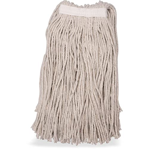 Image of SPARTA Flo-Pac Cotton Mop Head,Cut-End,Narrow Band with White Band for Organized Cleaning,32 Inches,Tan,(Pack of 12)