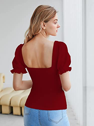 Image of Shasmi Women's & Girls' Solid Sweet Heart Neck Slim Fit Simplicity Tops (TOP 50)