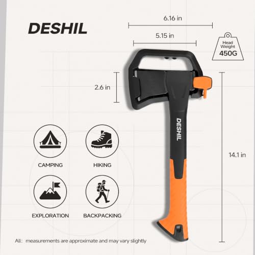 DESHIL 14-Inch Chopping Hatchet Axe for Outdoor Camping & Kindling - Image 2