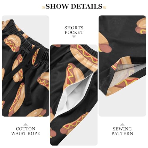 Funny Food Print Mens Pajama Shorts Comfy Sleep Lounge Pants Sleepwear, Drawstring & Pockets Pj Bottoms4