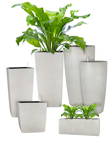 Pflanzwerk® ÖKOSYSTEM Pflanzkübel Square - Blumentöpfe Übertöpfe mit BEWÄSSERUNGSSYSTEM - 55x30x30cm Granit GRAU *Indoor & Outdoor Blumenkübel* *2 Jahre Garantie* *Premium Markenqualität*