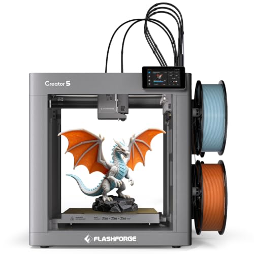 Image of FLASHFORGE Creator 5 Multi-Color 3D Printer, 4 Independent Extruders, Zero-Waste Material Switching, Group Control, 600mm /s High Speed, Multi-Color TPU Printing, 256mm Build Volume