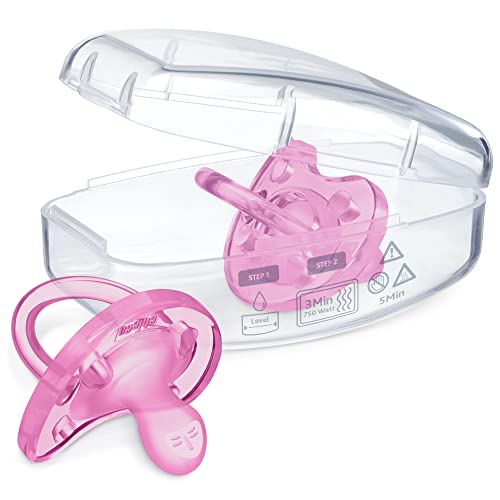 Image of Chicco PhysioForma 100% Soft Silicone One Piece Pacifier for Babies Aged 16-24 Months | BPA & Latex Free | Reusable Sterilizing Case | Pink, 2pk