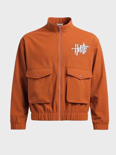 Image of The Indian Garage Co Men Relaxed Fit Long Sleeves Cutaway Collar Graphic Jacket