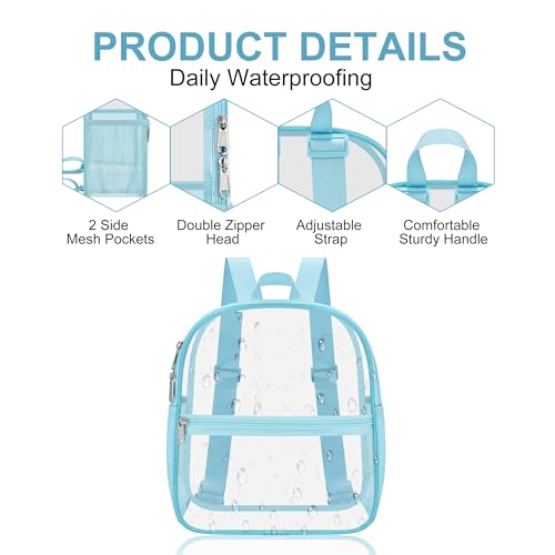 Image of Oraben Small Clear Backpack for Stadium Events Stadium Backpack Waterproof 12x6x12 Clear Bag for Adult Concert Sport Work