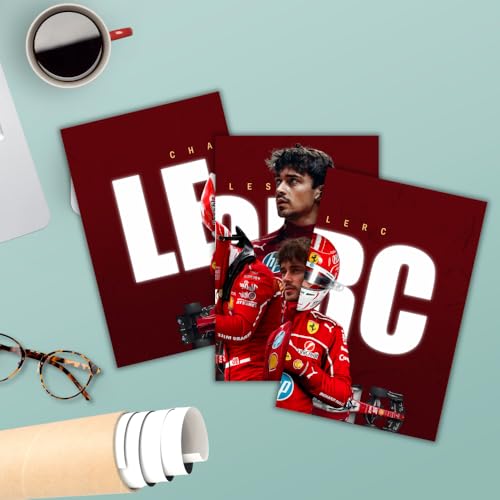 Image of Good Hope - Charles Leclerc Split Poster 12x18 Inch - Ferrari F1 Car Racing Posters for Boys Room Wall Decor Bedroom Cafe GYM Gaming room Livingroom & Office Decoration (Formula 1 Champion Fan without frame Framed)