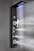 ELLO&ALLO Stainless Steel Shower Panel Tower System,LED Shower Head 6-Function Faucet Rain Massage System with Body Jets, Black