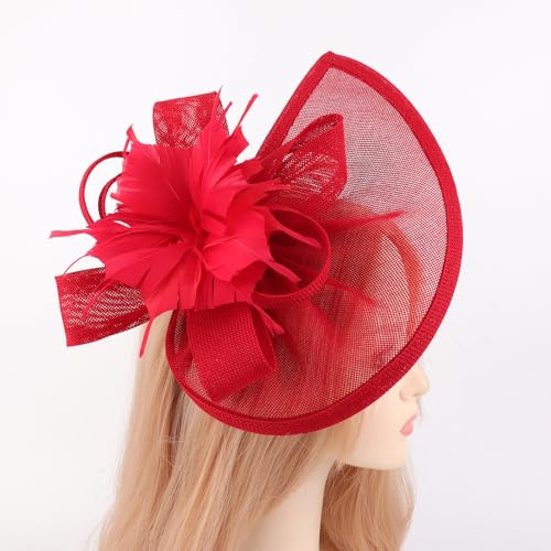 Image of DRESHOW Women Fascinator Hats Tea Party Hat Vintage Pillbox Hat Headband for Cocktail