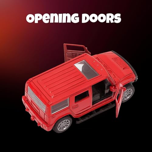 Image of Amisha Gift Gallery Hummer SUV Diecast Metal Car Toy for Kids, Red | Scale Racing Model, Pull Back Action, Opening Doors, For Kids Boys and Girls