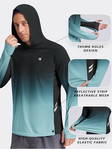Image of PINSPARK Men's UPF 50+ Sun Shirts Long Sleeve Fishing Hoodie, UV Protection Rash Guard for Outdoor Hiking Running Swim Shirt