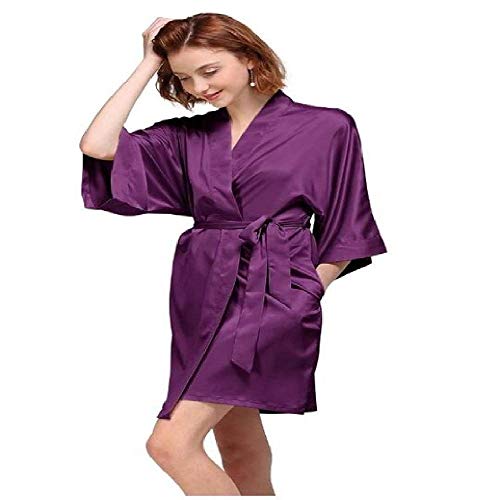 4XL Kimono de Novia de Raso para Mujer Bata de Novia Ropa de Dormir Batas de Dama de Honor Pijamas Albornoz Camisón SPA Batas de Novia Bata
