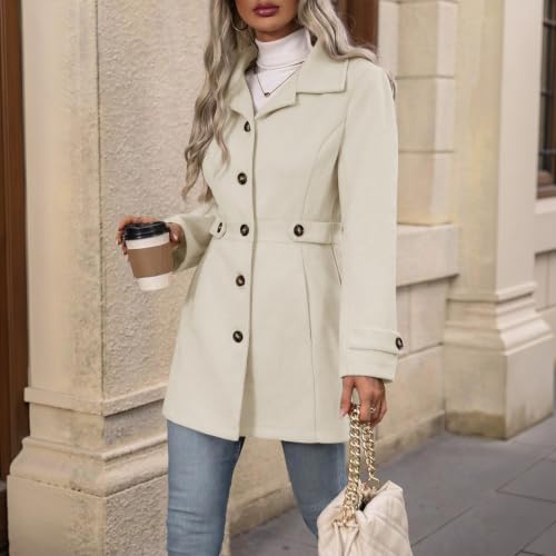 Trench Coat Women Business Dressy Office Casual Button Outwear with Pockets - image 2