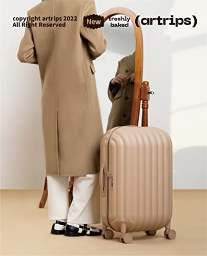 artrips Travel Luggage 28 inch,Large Suitcase with 8 Spinner Wheels,PC Lightweight Hardside Luggage,Travel Suitcase with Bread Design,TSA Lock,Brown,Large luggage hardshell 28-Inch,98L3