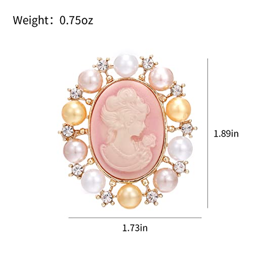 Image of lureme Vintage Elegant Victorian Lady Beauty Cameo with Crystal Brooch Pin (br000017)