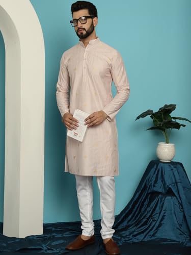Image of SOJANYA (Since 1958 Men's Jacqard Silk Kurta & White Pyjama Set