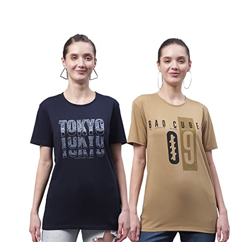 Image of Mack JONNEY Regular Fit Multicolor Women Tshirts(Pack of 2-MACK634525)