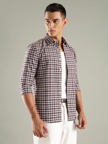 Image of Checks Slim Fit Oxford Woven Shirt