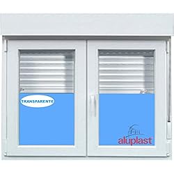 Rejas Para Ventanas Con Persianas Ventana PVC 1500x1340 Blanca 2 Hojas Oscilobatiente con Persiana Vidrio Transparente