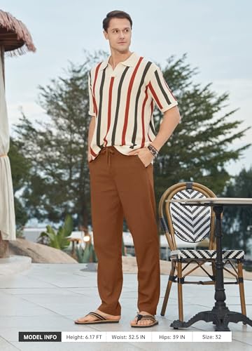 Image of Willit Men's Linen Pants Casual Lightweight Drawstring 29 inch 30 inch 32 inch