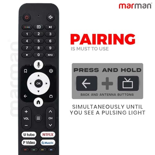 Image of marman Compatible with Haier Google Tv Remote Control Model HTR-U31 Suitable for LE32K800GT LE43K800UGT LE50K800UGT LE55K800UGT LE65K800UGT Television with Voice Command - Pairing Must!
