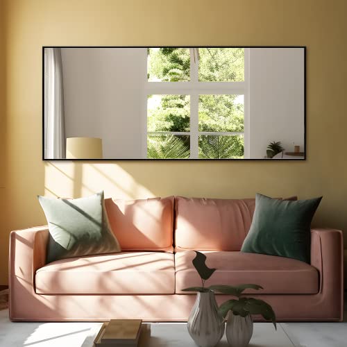 Image of NeuType 47 inchx22 inch Full Length Mirror Aluminum Alloy Frame Dressing Mirror for Bathroom /Bedroom /Living Room /Dining Room /Entry, Wall Mounted or Leaning Against Wall, Black (No Stand)
