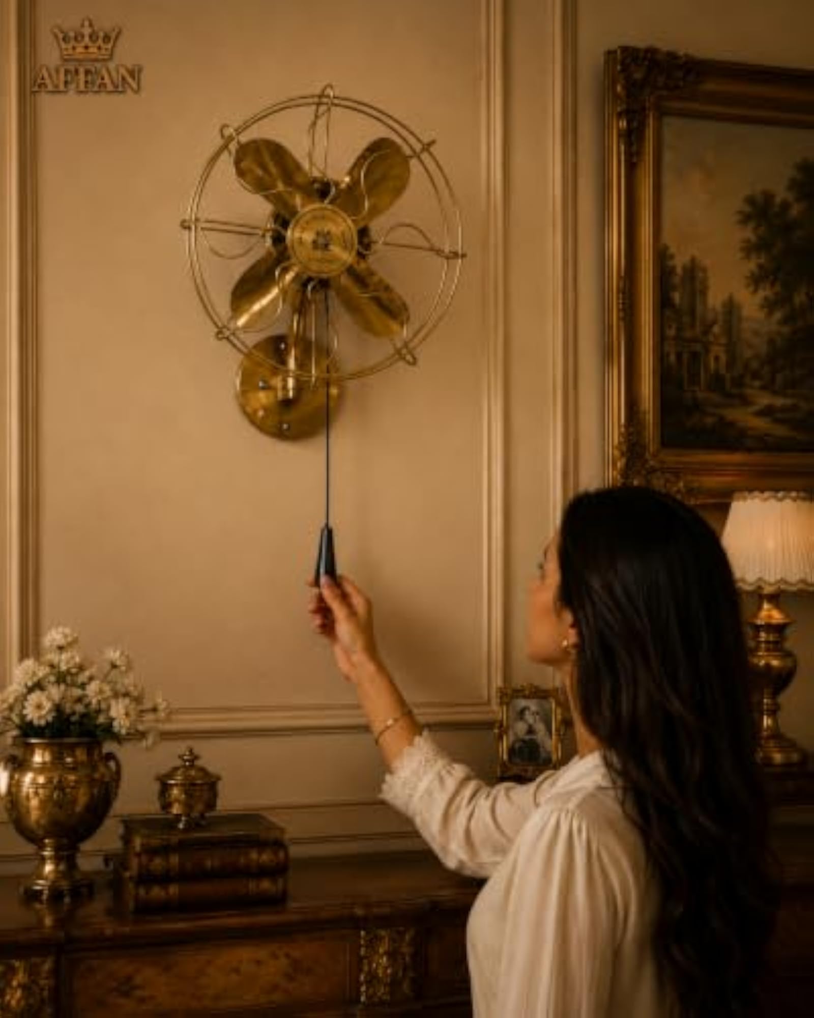 Vintage Brass Wall Mounted Fan