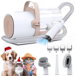 Dog Grooming Vacuum, Dog Hair Vacuum, 11000Pa Suction Power Dog Vacuum for Shedding Grooming, Pet Vacuum Grooming Kit with 4 Grooming Tools, Low Noise, 2.5L, Perfect for Pet Hair Grooming, PG50