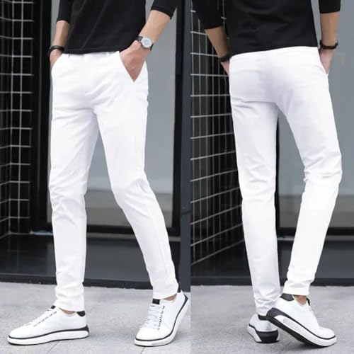 Image of White Cotton Trousers for Kids, Regular Fit
