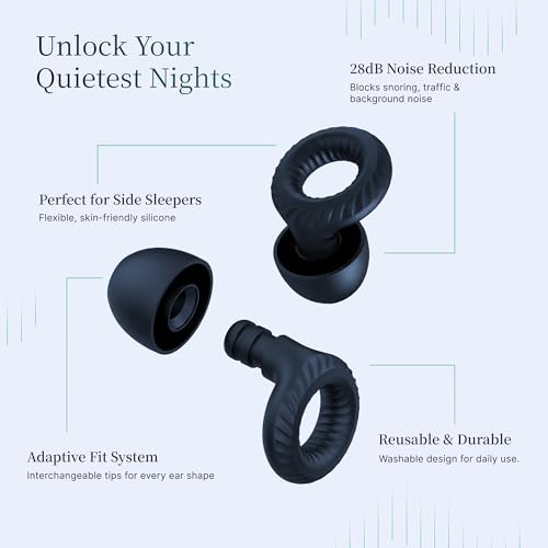 Image of Nox Sleep Earplugs for Side Sleepers - Reusable Soft Silicone Ear Plugs for Sleeping - Comfortable Noise Reducing Earplugs for Snoring, Travel & Deep Sleep - 28dB Reusable Ear Plugs