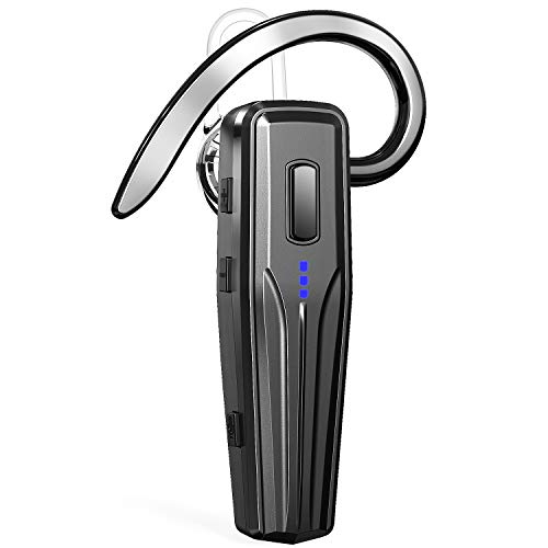 Bluetooth Headset【Upgraded Bluetooth V5.0】 with 15 Hours Talking Time,WOLFANG Lightweight Noisy Suppression Bluetooth Earpiece for Phone/Laptop/Car (Black)