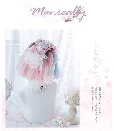 Brown Dyed Pink Blue Short Bob Synthetic Hair Wigs Makeup Party Cosplay Lolita Japanese Sweet Natural Female Wigs