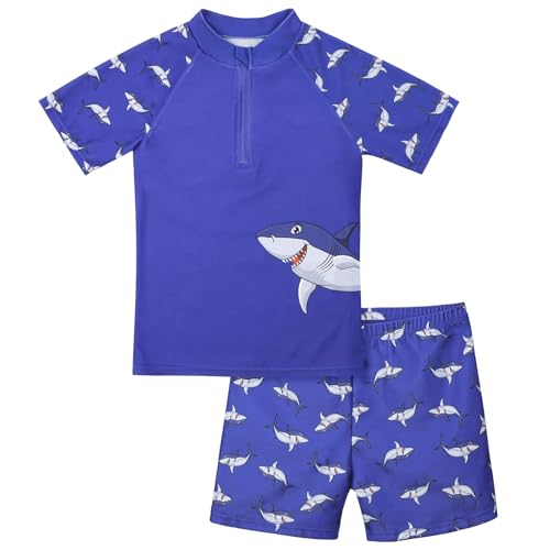 BSBUY Badeanzug Jungen 2Pcs Cartoon Blauer Hai Jungen Beach Badeanzug...