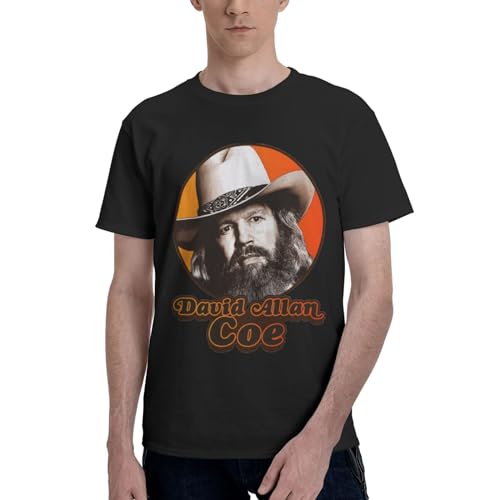 KazUP David Allan Music Coe T-Shirts Men's Casual Round Loose Neck Short-Sleeved T-Shirts Black, Medium