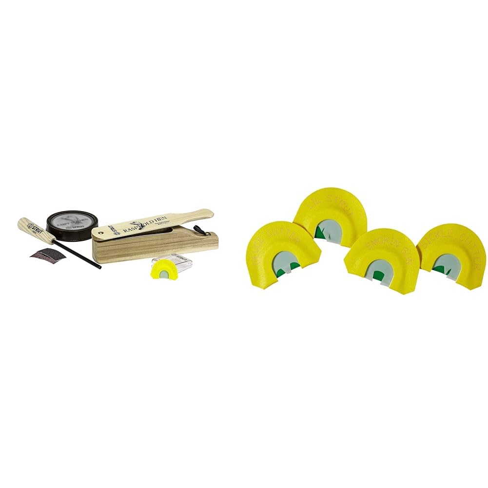 Hunters Specialties Strut Raspy Old Hen Turkey Call 4-Pack Bundle with Box, Friction & Diaphragm Calls (HS-STR-06928)