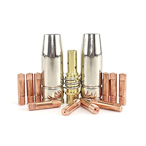 13pcs 15AK Welding Torch Consumables 0.6mm 0.8mm 0.9mm 1.0mm 1.2mm MIG Torch Gas Nozzle Tip Holder for 15AK 14AK MIG MAG Welding Machine (1.0mm (0.039”))