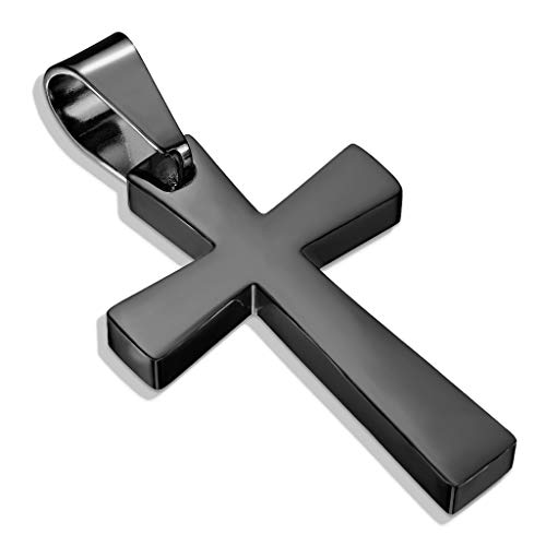 Bungsa® Unisex Anhänger Kreuz schwarz aus 316L Edelstahl