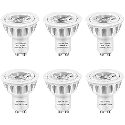 SZGMJIA GU10 LED Bulbs, LEDMEI 6 Pack GU10 Led Light Bulbs, 50W Halogen Bulb Equivalent, 120 Volt, 6.5W 550lm, 3000K Warm White, 40° Beam Angle Spotlight, UL Listed, Non-Dimmable