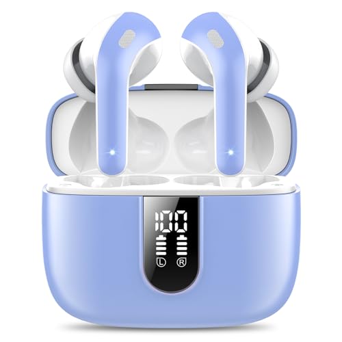 IKT Auriculares Inalámbricos Bluetooth, Auriculares Bluetooth 5.3, 4 Mic con Reducción de Ruido ENC, Azul clásico