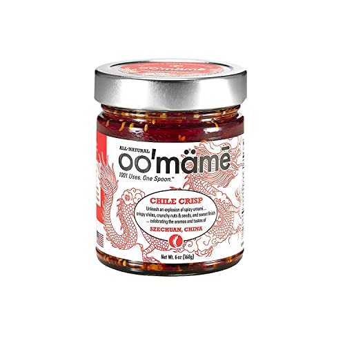 OO mämē Szechuan Chinese Chile Crisp (6 oz) - Tingly Mala Peppercorns with Sweet Chewy Ginger and Crunchy Peanuts - Vegan, Gluten-Free, Keto - Made in the USA Condiment