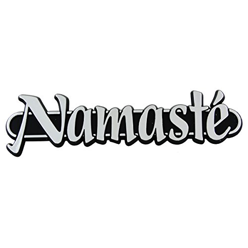 Emblema Namaste elegante de plástico metalizado plateado para personalización de autos
